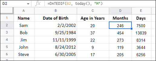 How To Calculate Age In Google Sheets Easy Formulas Spreadsheet Point 